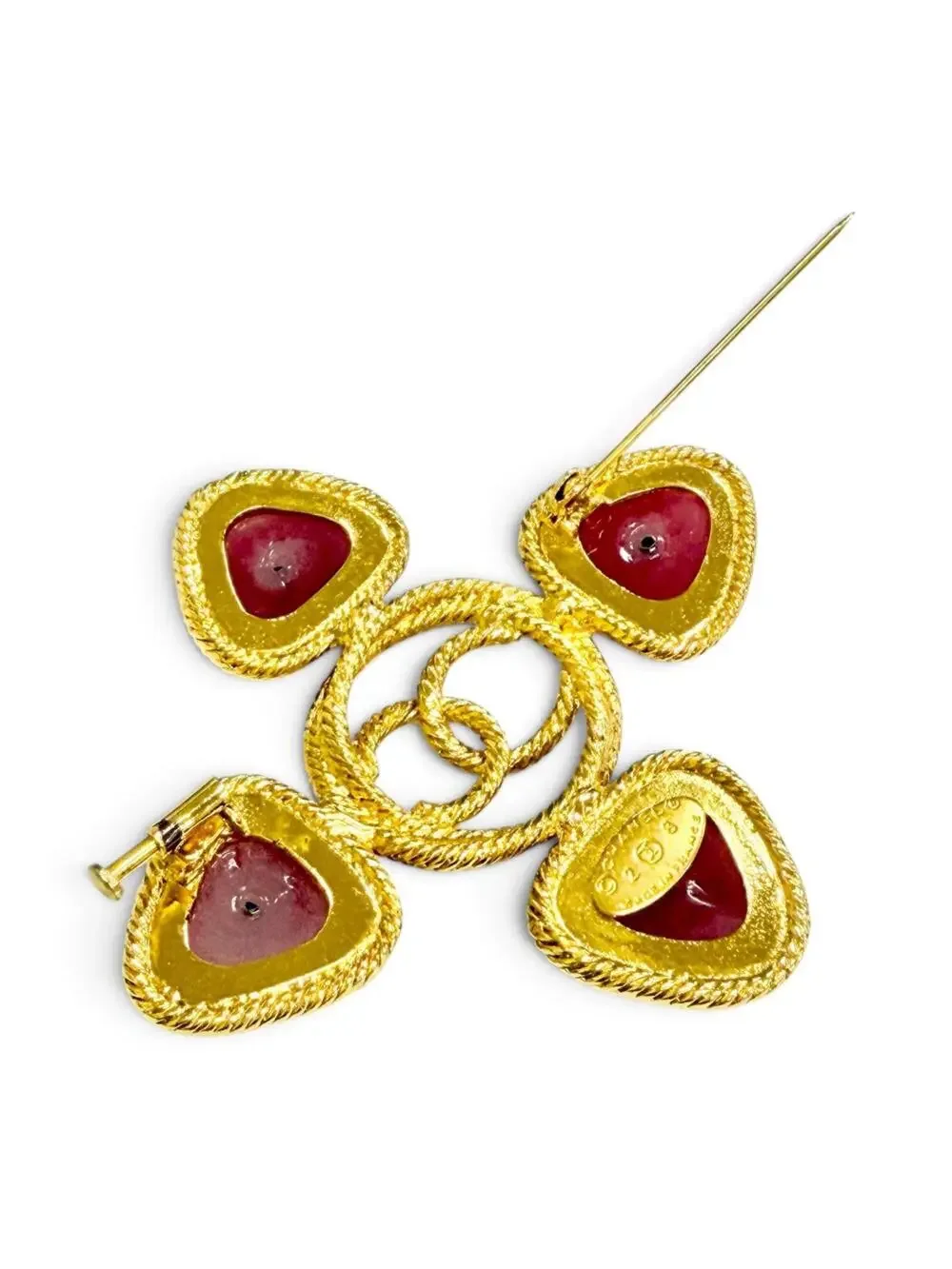 Chanel Cc Logo Brooch Gold-Tone Metal #343285C14B